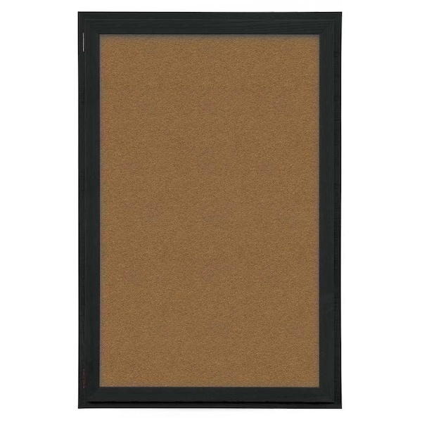 Indoor Enclosed Combo Board, 72"x36", Satin Frame/Green & Buff